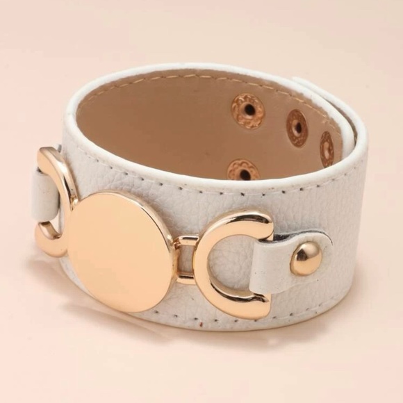 White Faux Leather Bracelet - Picture 2 of 6